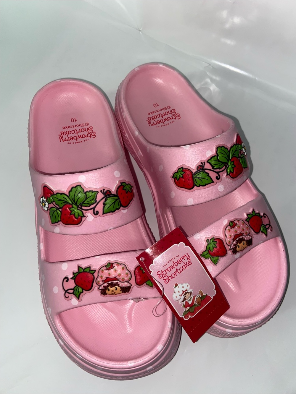 Strawberry Shortcake pink platform sandals
